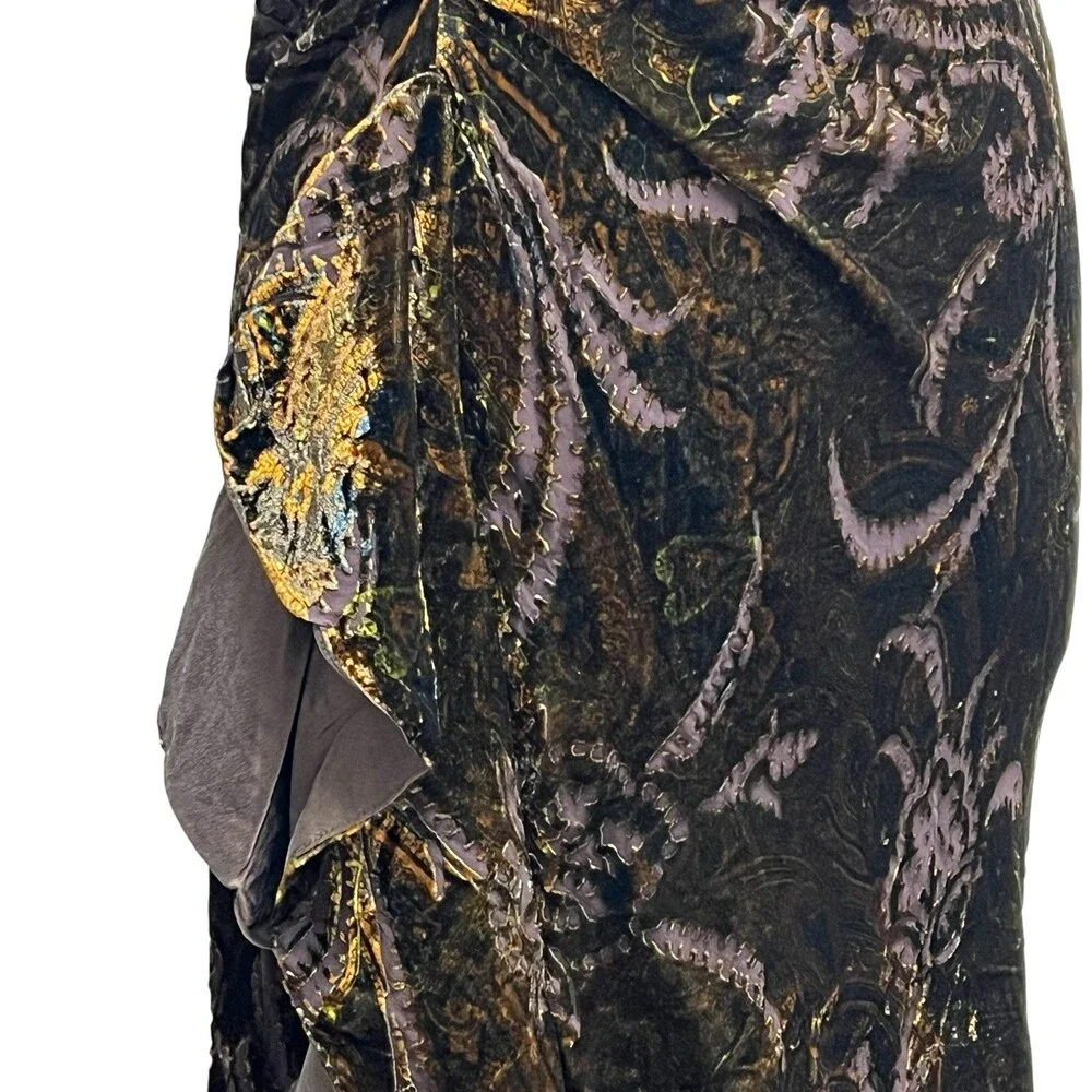 Vintage Y2K Lauren Ralph Lauren Skirt Large Burnout Velvet Silk Blend Paisley